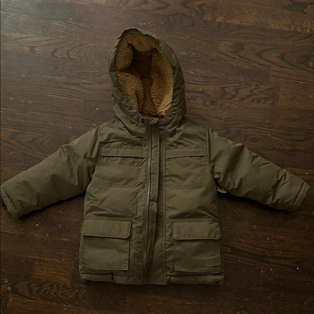 Old Navy Kids Olive Green Hooded Jacket